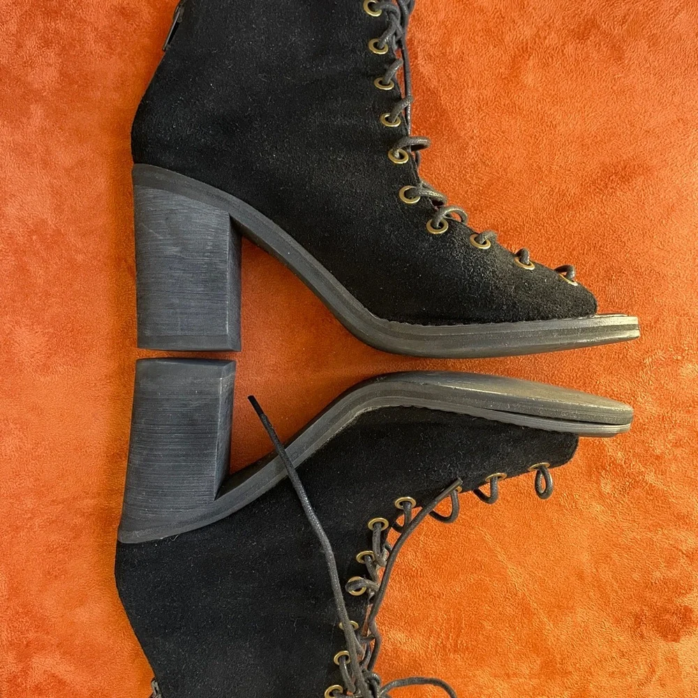 JEFFREY CAMPBELL Cors Black Suede BOOTIES Ankle Boots Size 8.5